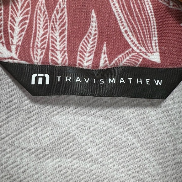 Travis Mathew Sea Journey Golf Polo Shirt XL Pink White Floral All Over Print - Picture 6 of 13
